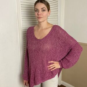 Pink Free People Asymmetrical Sweater Beach Coverup